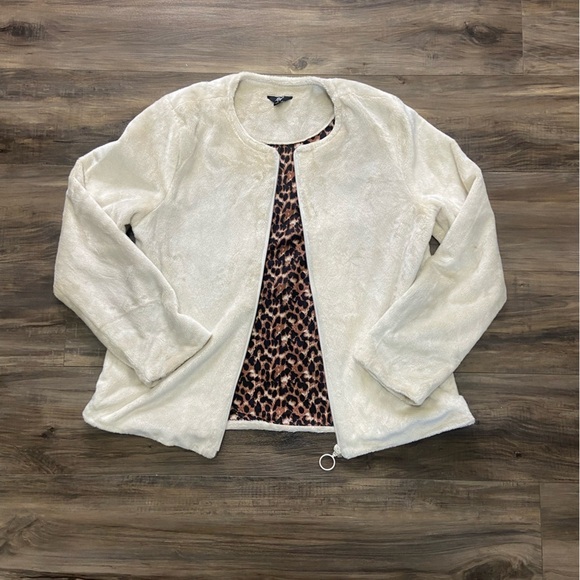Figs Jackets & Blazers - Cream Jacket with Leopard Print Lining
